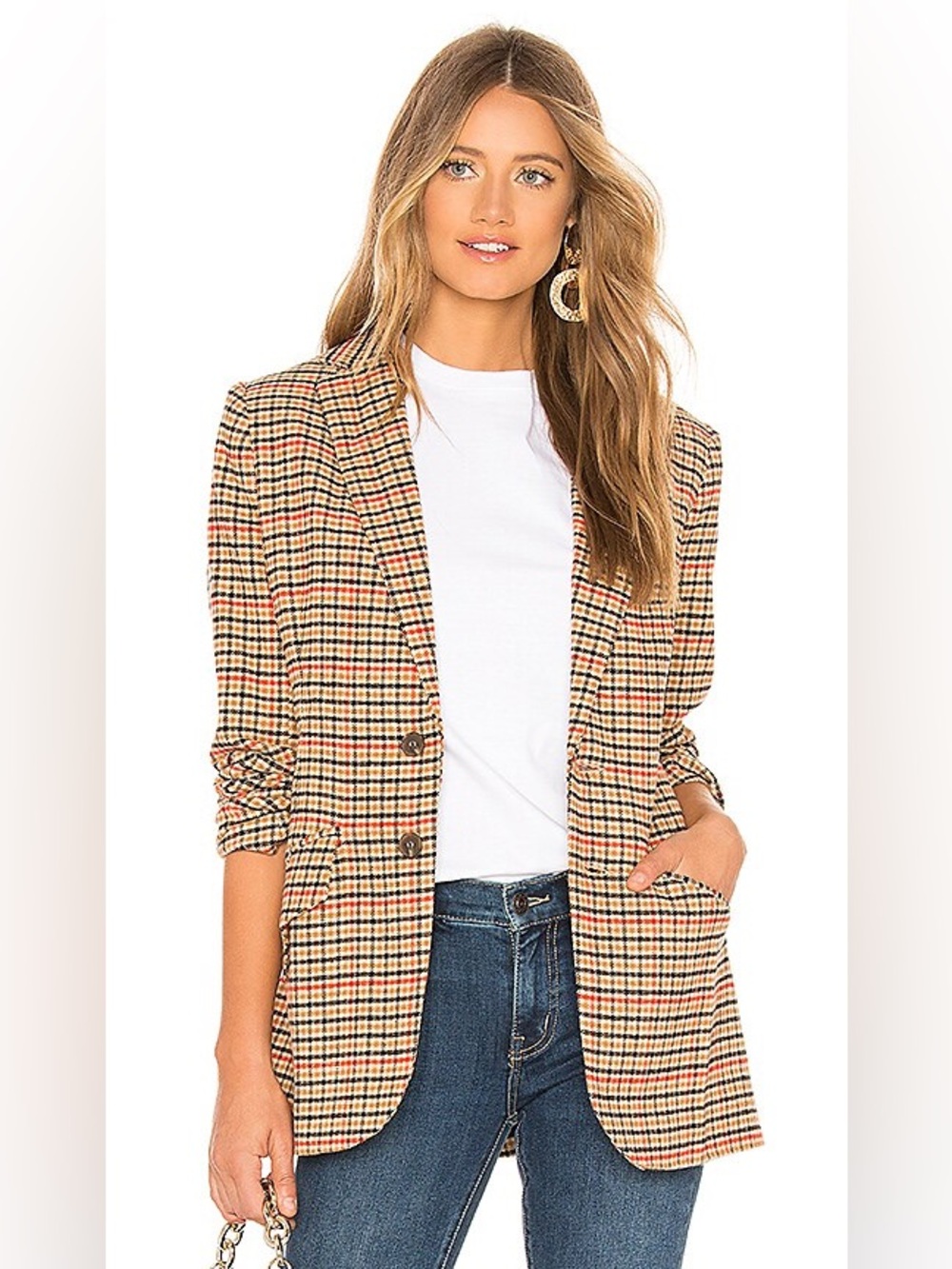 Current/Elliott The Date Night Plaid Blazer Size 0 NWOT